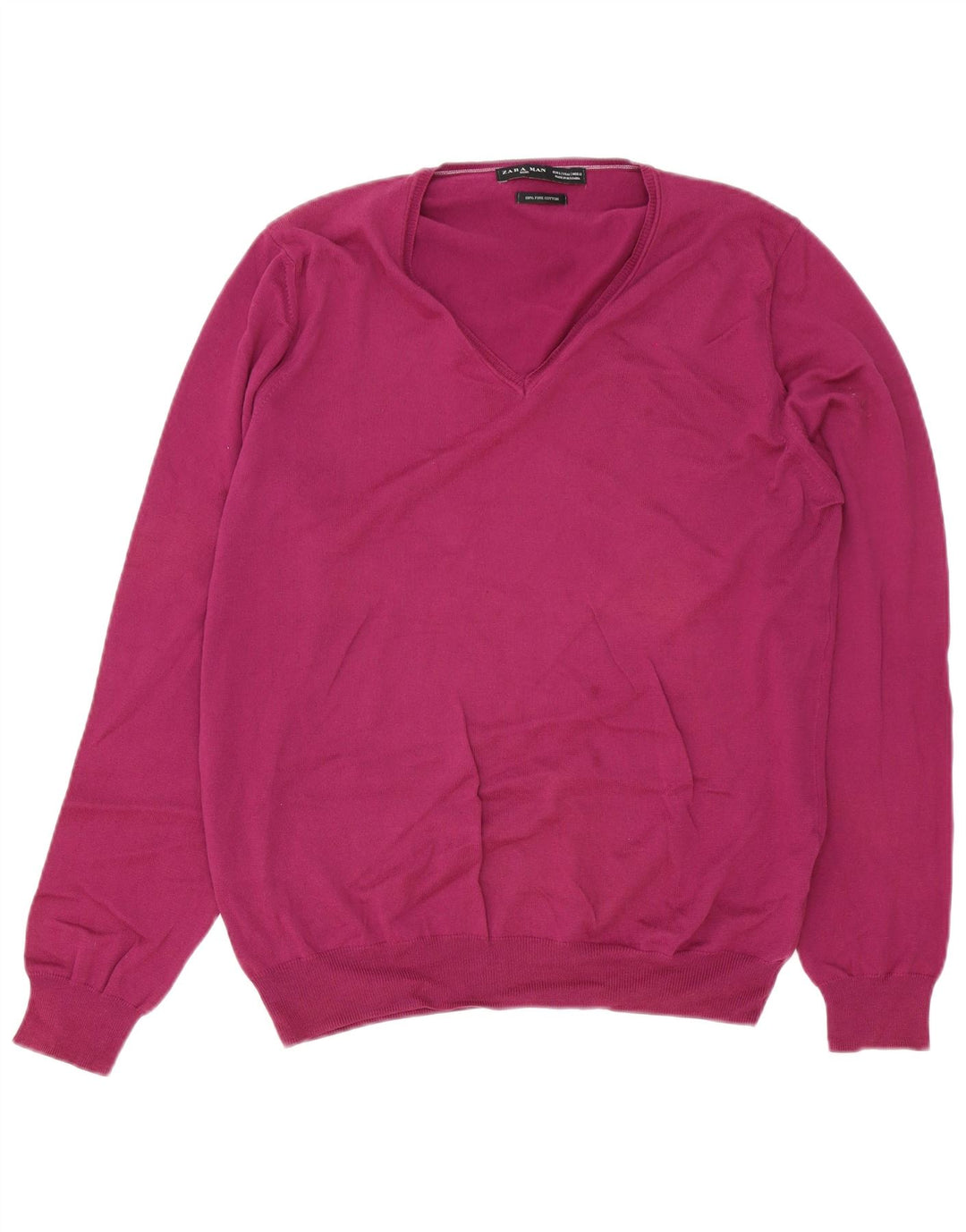 Zara Herre V-hals sweater Stor lilla bomuld