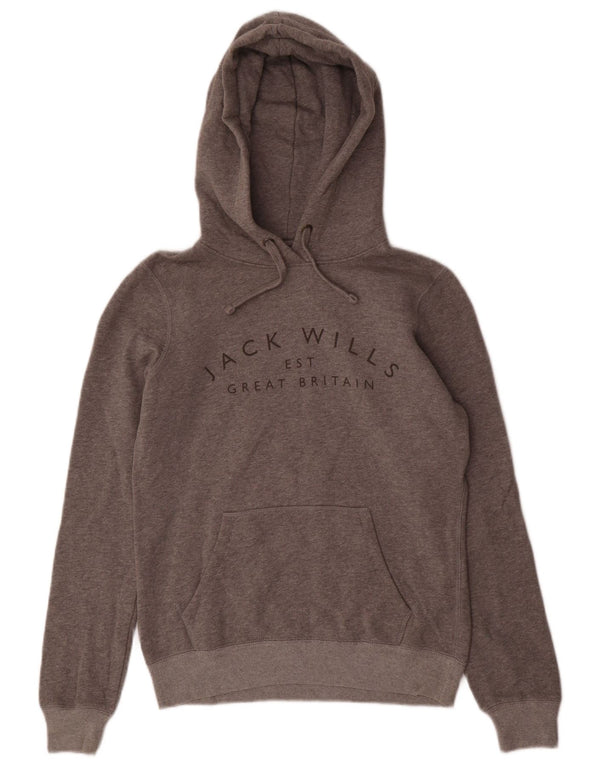 Jack Wills Dame Grafisk Loose Fit Hoodie Jumper UK 8 Small Grey Bomuld