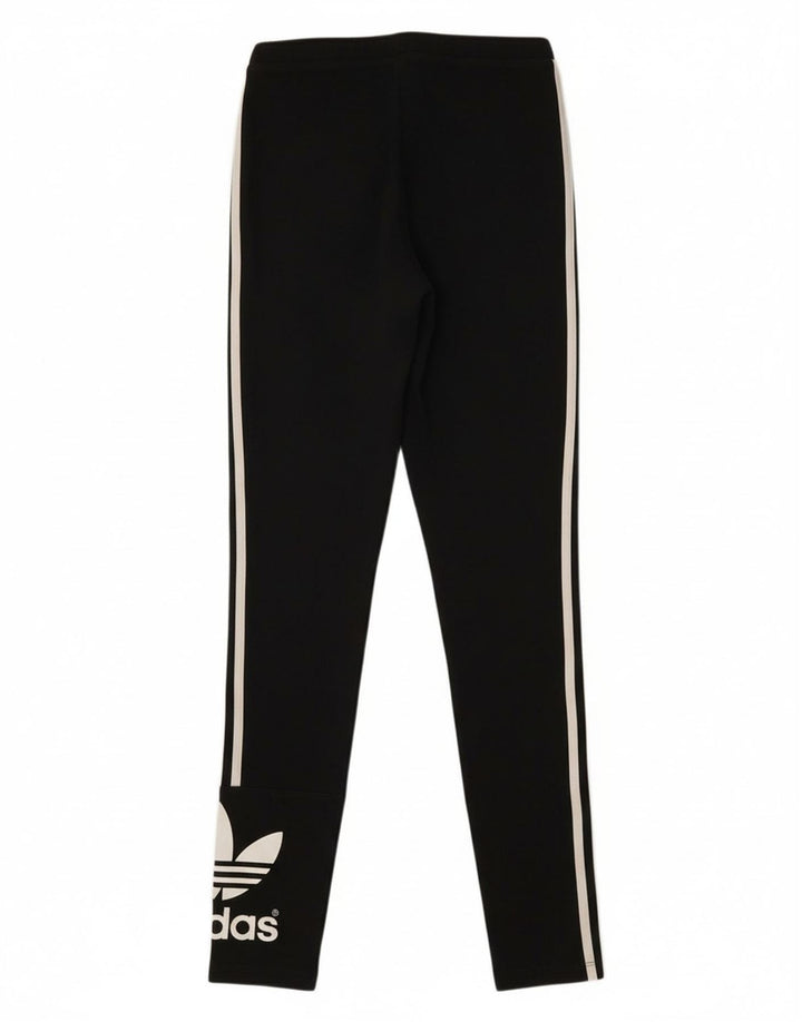 ADIDAS Womens Graphic Leggings UK 8 Small  Black Cotton