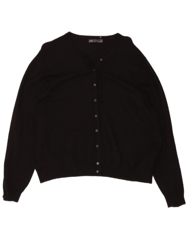 Marks & Spencer Dame Cardigan Sweater UK 22 3XL Sort Viscose