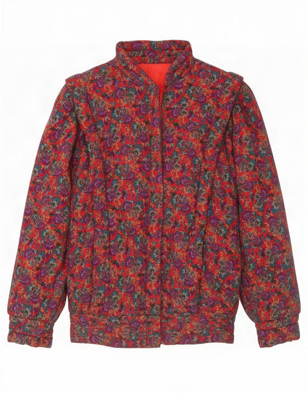 Vintage kvinders fløjlsjakke UK 14 Medium Multicolored Floral