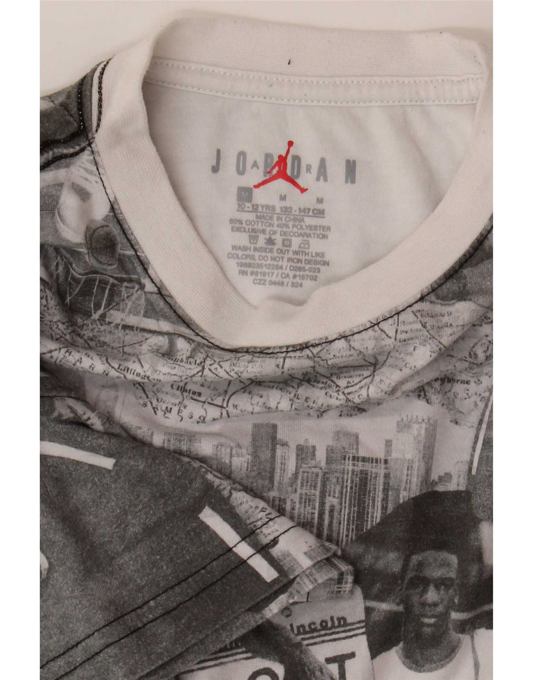 Jordan drenge grafisk t-shirt top 10-11 år mellemgrå patchwork bomuld