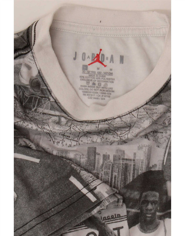 Jordan drenge grafisk t-shirt top 10-11 år mellemgrå patchwork bomuld