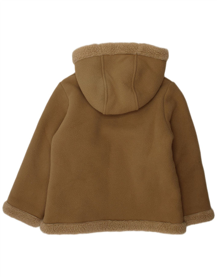 BENETTON Girls Hooded Fleece Jacket 7-8 Years Brown Polyester
