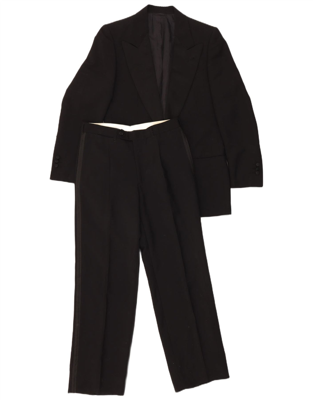 VINTAGE Herre 1 knap 2 stykke sæt IT 46 Small W29 L29 sort uld