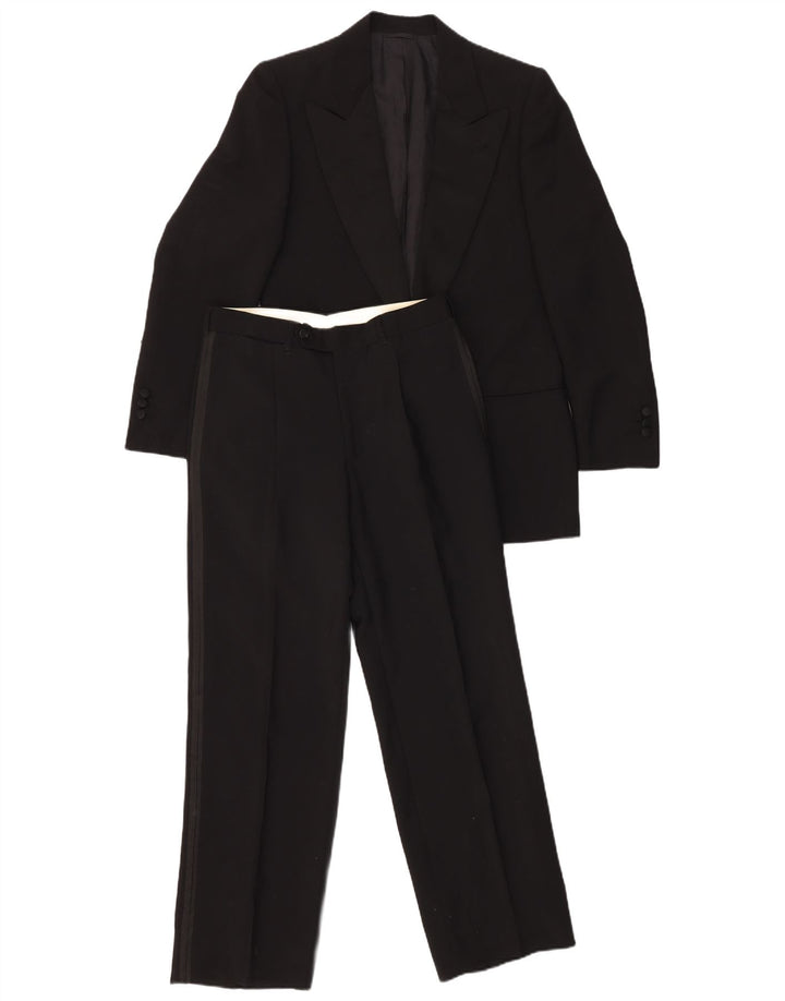 VINTAGE Herre 1 knap 2 stykke sæt IT 46 Small W29 L29 sort uld