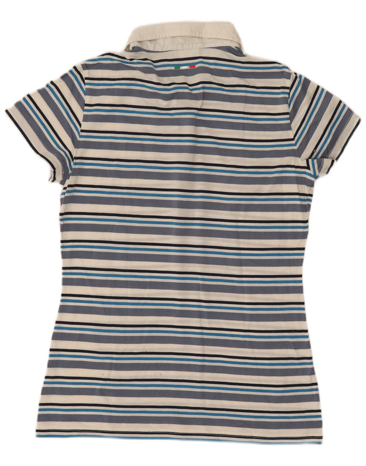 Fila Dame Polo Shirt UK 12 Mellem blå stribet