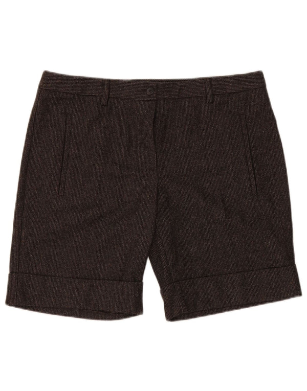 BENETTON Chino-shorts til kvinder IT 46 Large W34 Brown Flecked Virgin Wool
