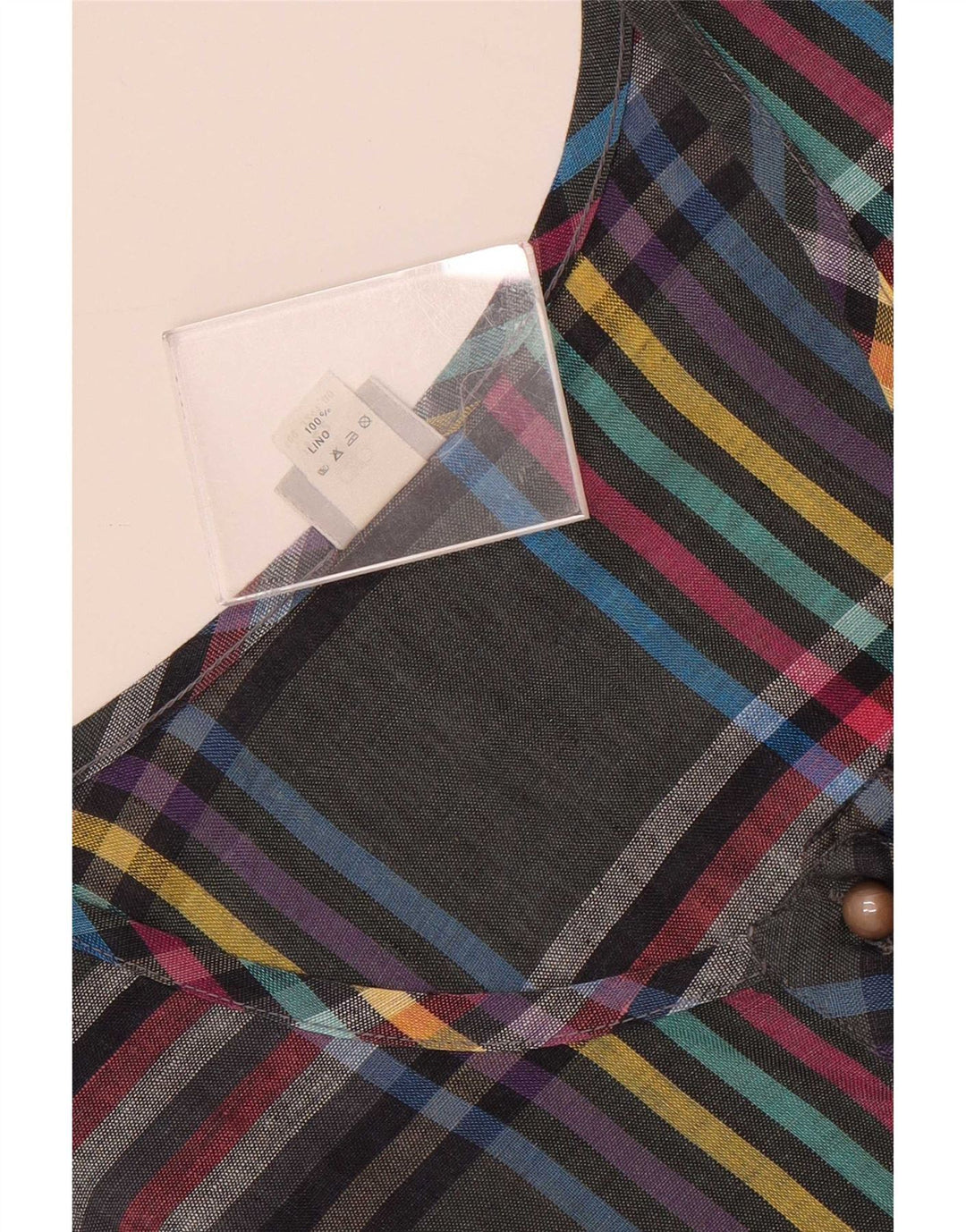 Andrea Mare Dame ærmeløs bluse Top IT 42 Medium Grey Plaid Linen
