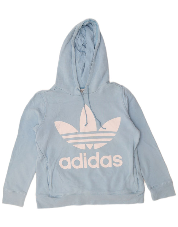 Adidas Graphic Hoodie Jumper UK 14 Stor Blå Bomuld