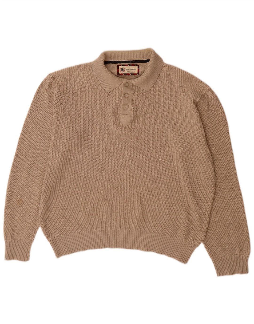 Marks & Spencer Herre Blue Harbor Polo Neck Jumper Sweater Stor Beige