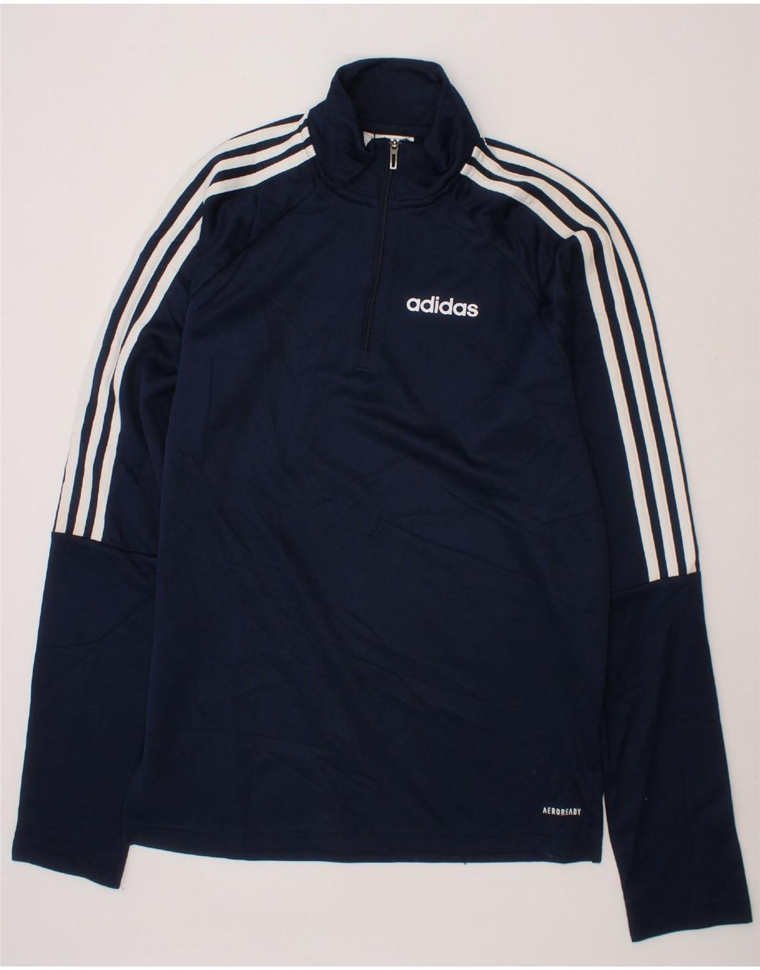 ADIDAS Mens Aeroready Zip Neck Pullover Tracksuit Top Small Navy Blue Vintage Adidas and Second-Hand Adidas from Messina Hembry 