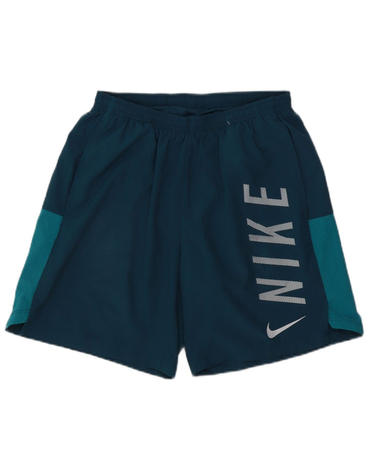 Nike Herre Dri Fit grafiske sportsshorts Medium Blue Colourblock Polyester