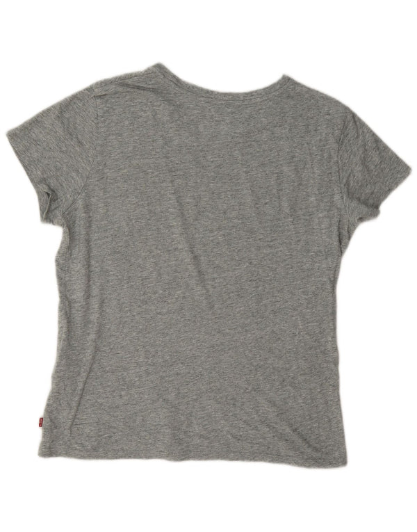 Levi's Grafisk T-shirt top til kvinder UK 14 Mellemgrå flækket bomuld