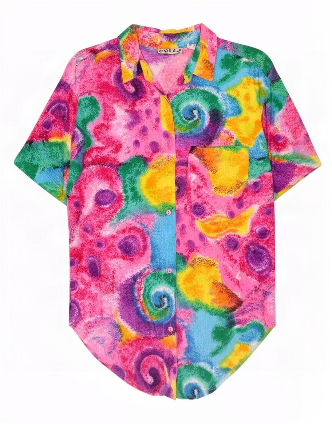 Vintage kvinders abstrakt mønster skjorte bluse UK 14 Medium Multicolored