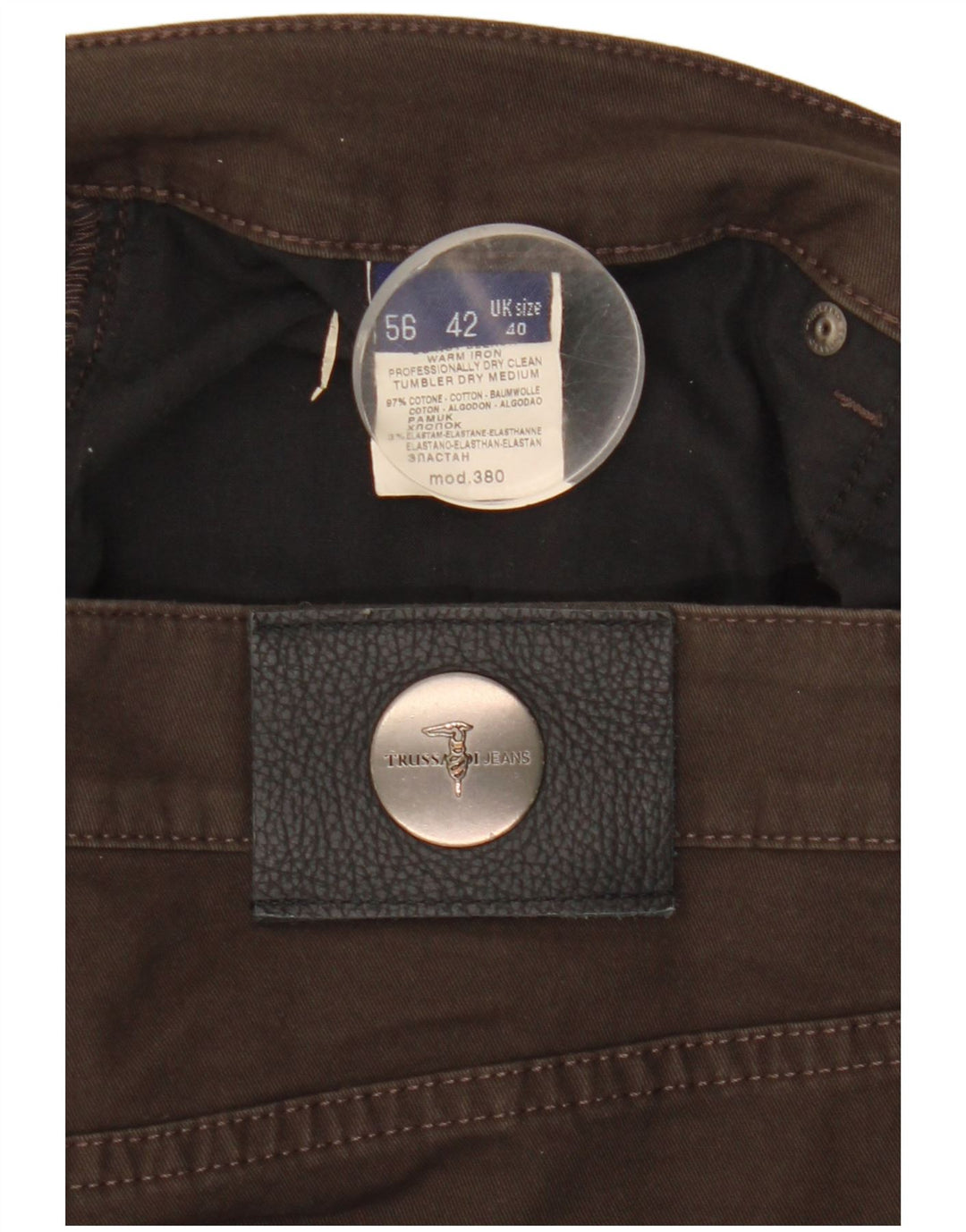 TRUSSARDI Straight jeans til mænd W40 L30 brun bomuld