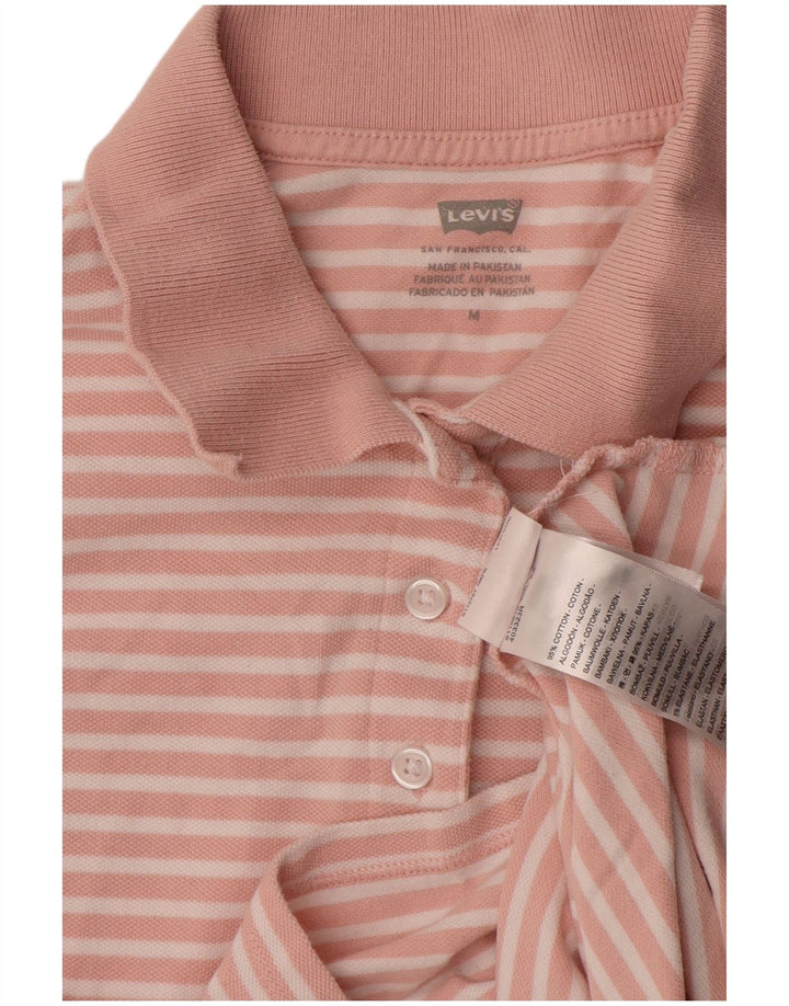 Levi's Dame Polo Shirt UK 12 Medium Pink Stribet Bomuld