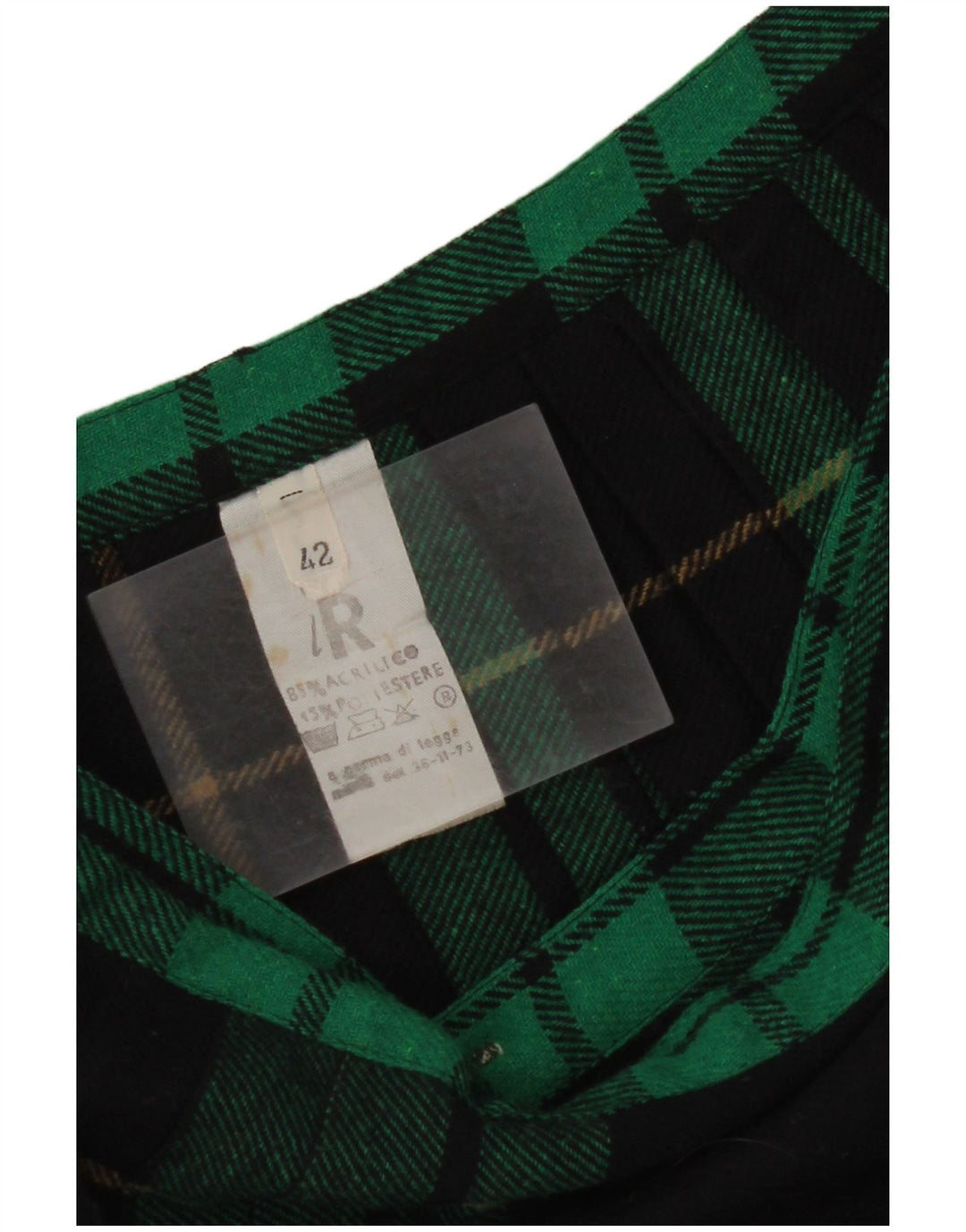 VINTAGE Wrap-nederdel til kvinder IT 42 Medium W26 Grøn Plaid Akryl