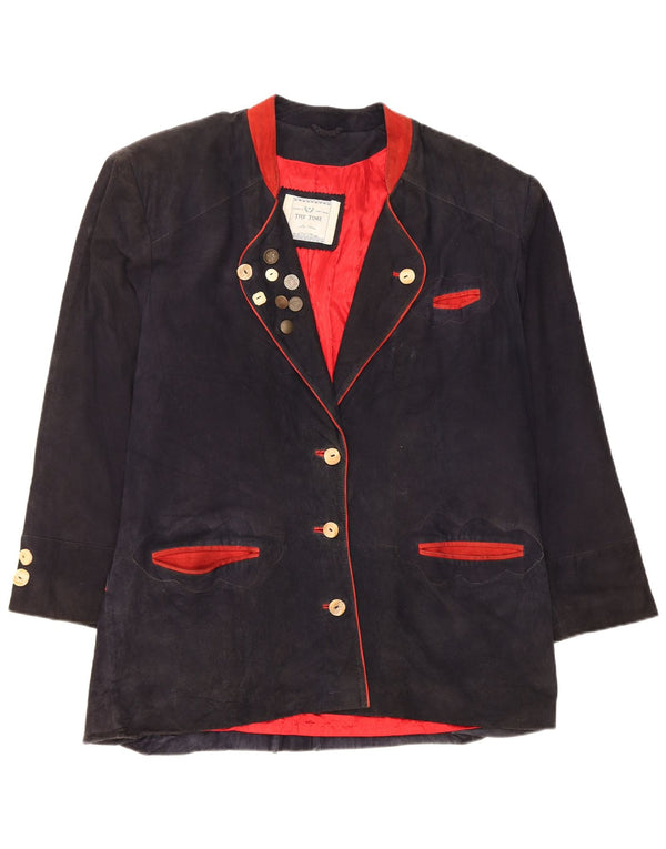 Vintage Dame Oversized 3 Button Blazer Jacket EU 42 Large Navy Blue