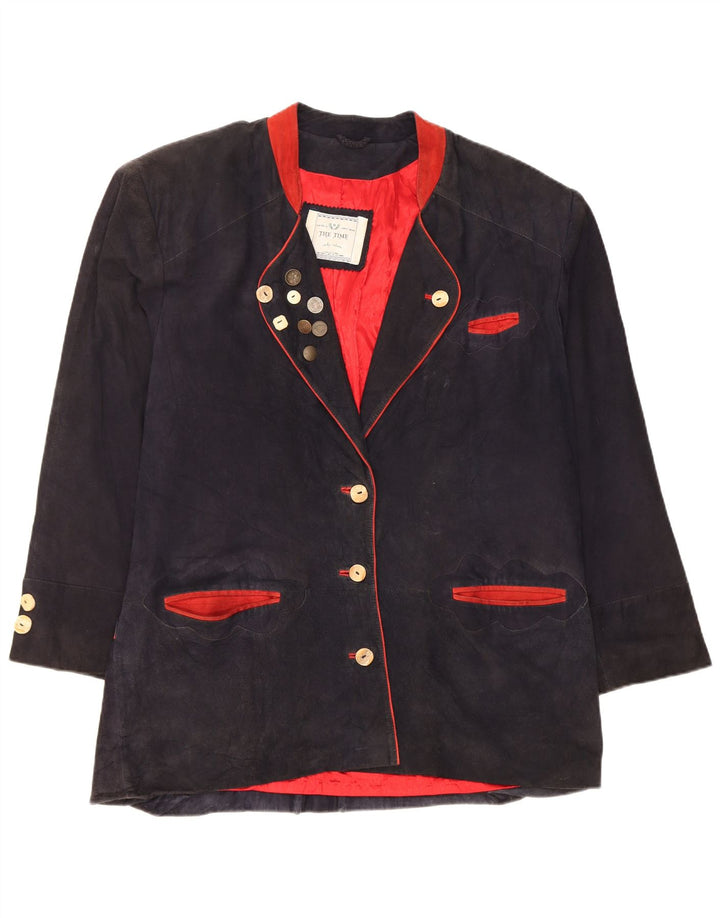 Vintage Dame Oversized 3 Button Blazer Jacket EU 42 Large Navy Blue