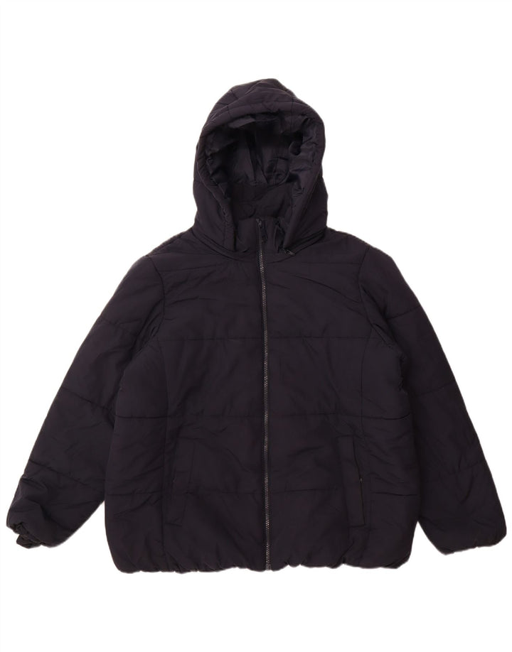 Marks & Spencer, polstret hættejakke til kvinder, UK 18 XL marineblå polyester