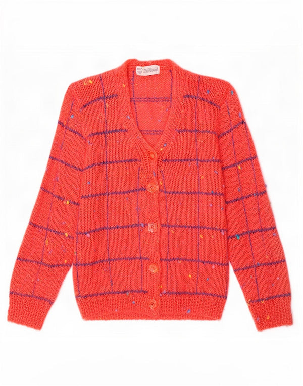 Vintage dame cardigan sweater UK 14 Medium Pink Check