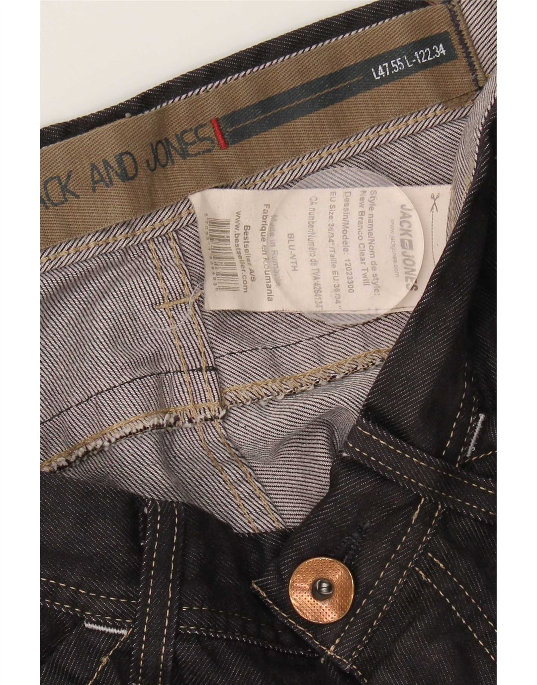 Jack & Jones Herre løse jeans W36 L34 Marineblå bomuld