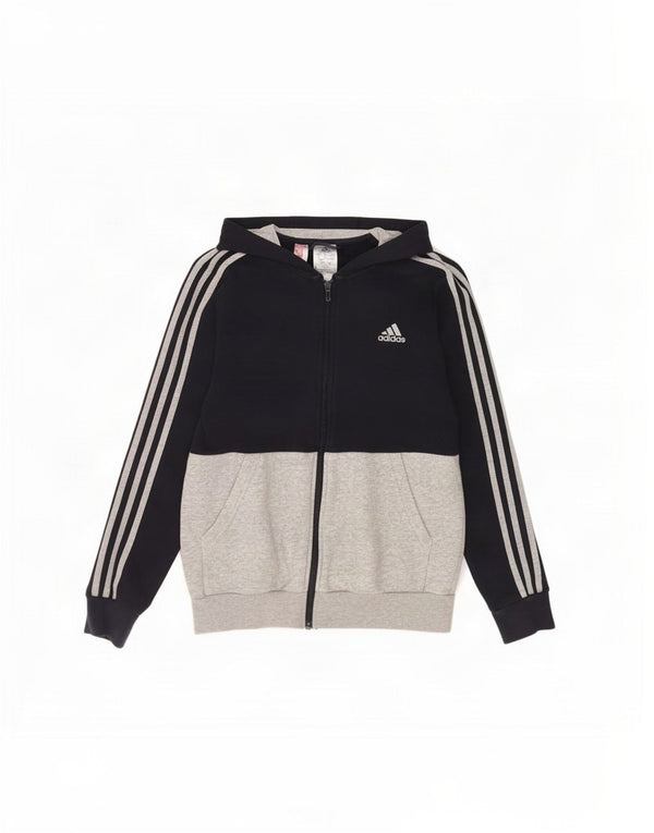 Adidas hættetrøje med lynlås til drenge 13-14 år Grå bomuld
