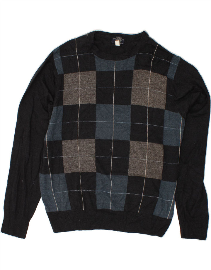 DOCKERS Herre Crew Neck Jumper Sweater 2XL Grå Patchwork Akryl