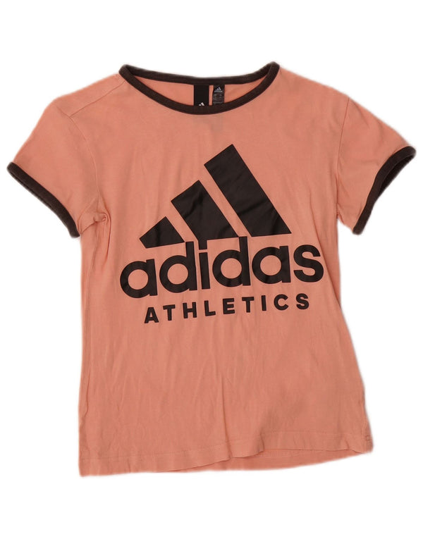 Adidas Womens Crop Graphic T-Shirt Top UK 4/6 XS Pink Bomuld