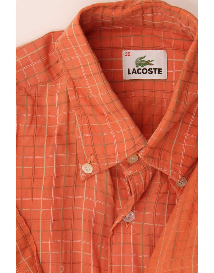 Lacoste herreskjorte str. 39 Medium Orange ternet bomuld