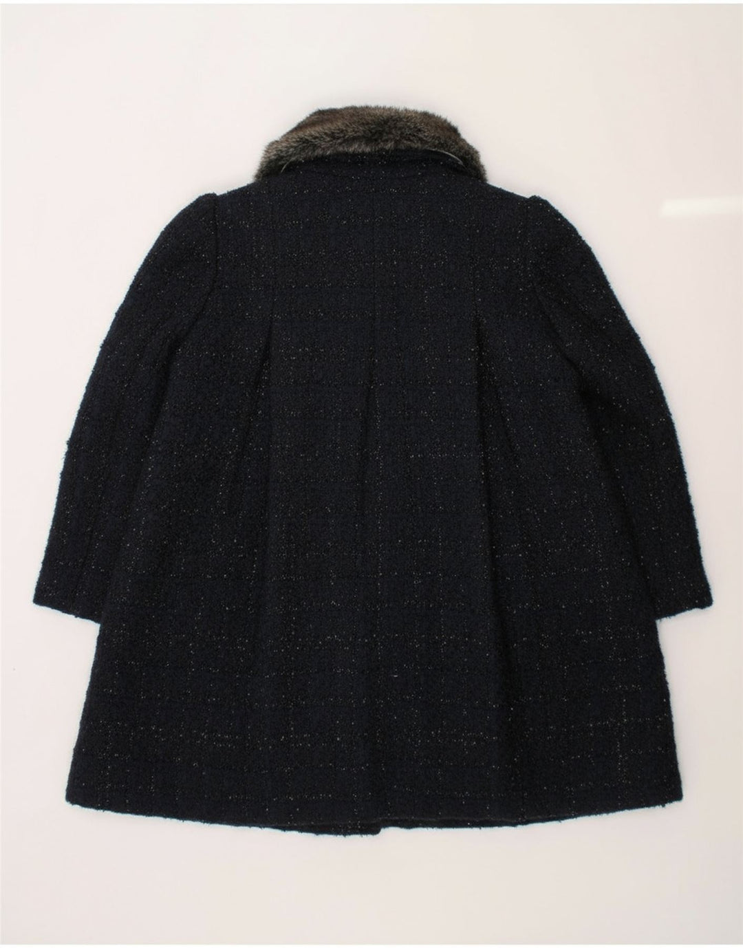 MONSOON Girls Overcoat 5-6 Years Navy Blue Flecked Polyamide
