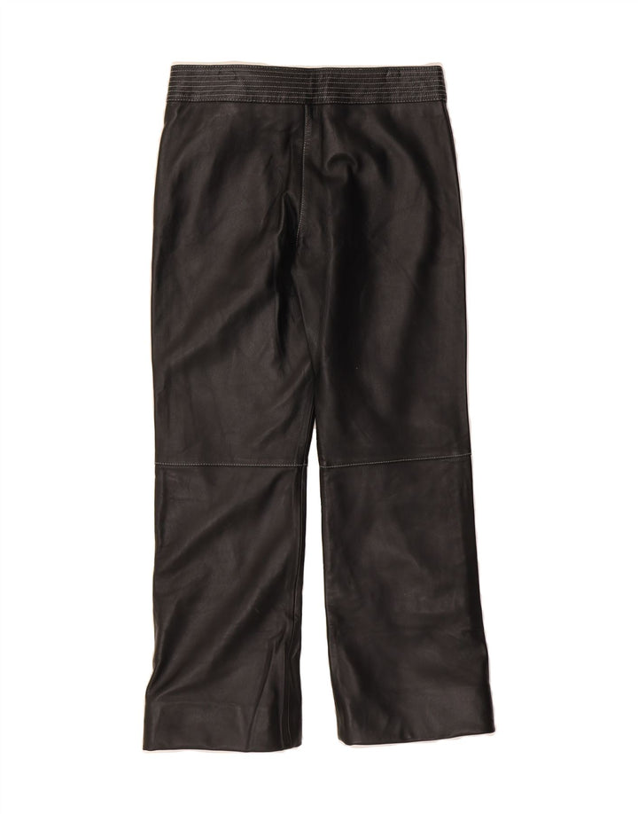 TORUS Womens Straight Leather Trousers UK 12 Medium W30 L26 Black Leather Vintage Torus and Second-Hand Torus from Messina Hembry 