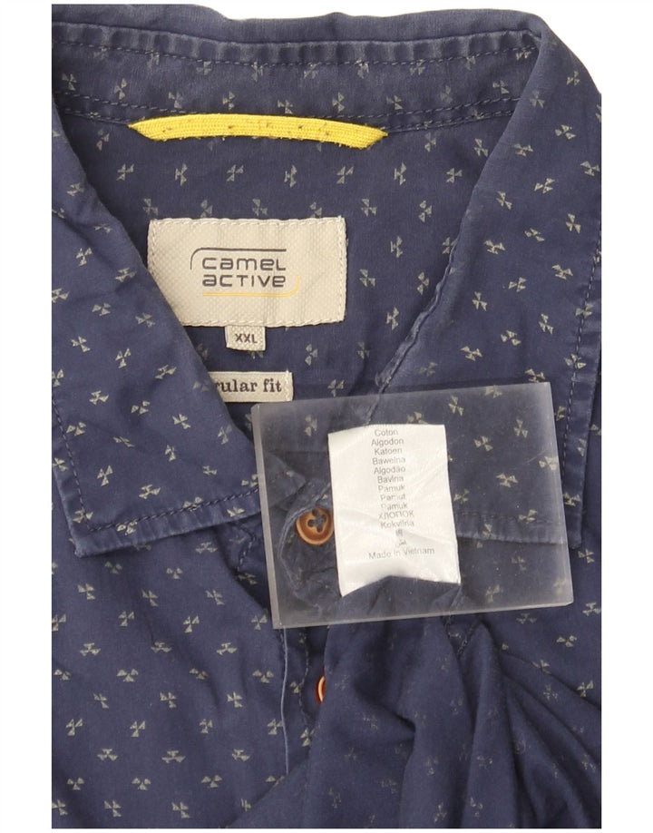 Camel Active herre Regular Fit skjorte 2XL marineblå plettet bomuld