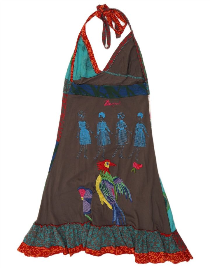 Desigual Kvinders Grafisk Halter Dress UK 8 Small Multicolored Floral