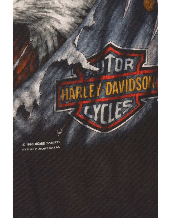 Harley Davidson Herre 1990 grafisk T-shirt top mellemgrå bomuldsmotorcykel
