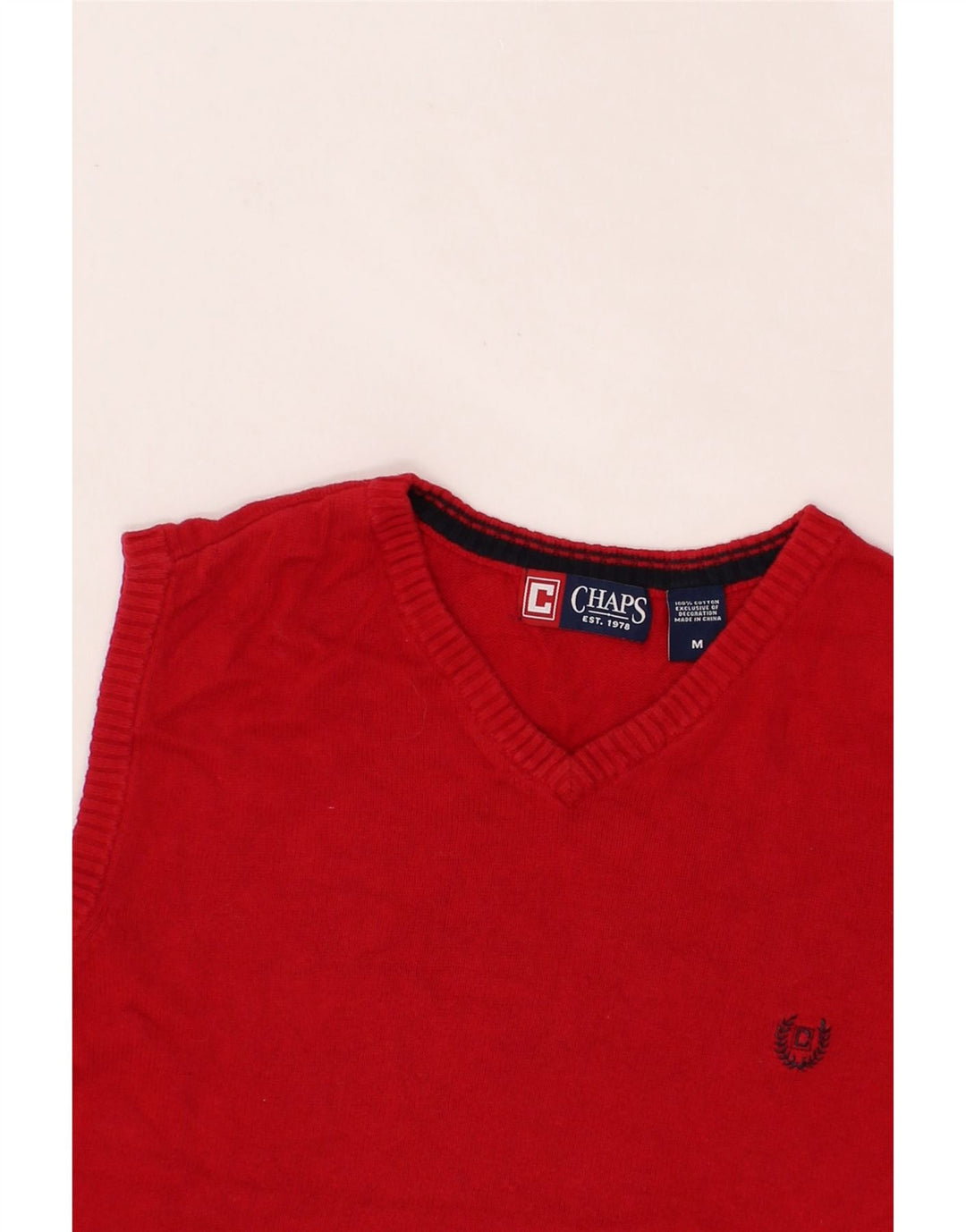 CHAPS Mens Vest Tank Top Medium Red Cotton Vintage Chaps and Second-Hand Chaps from Messina Hembry 