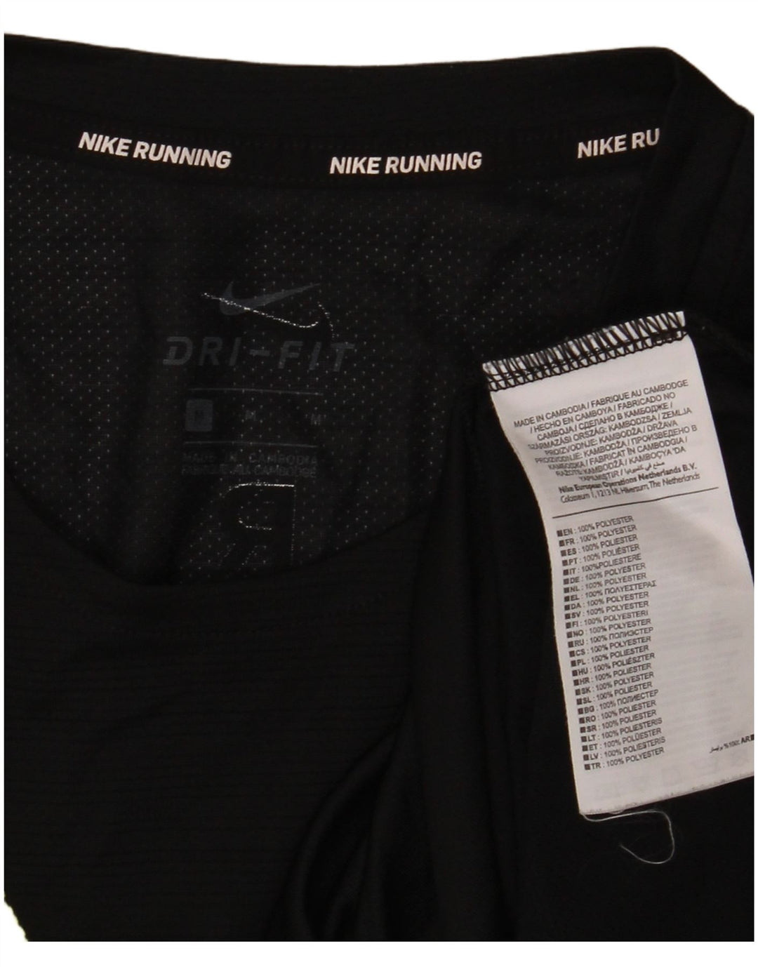 NIKE Dri Fit grafisk T-shirt top mellem sort polyester