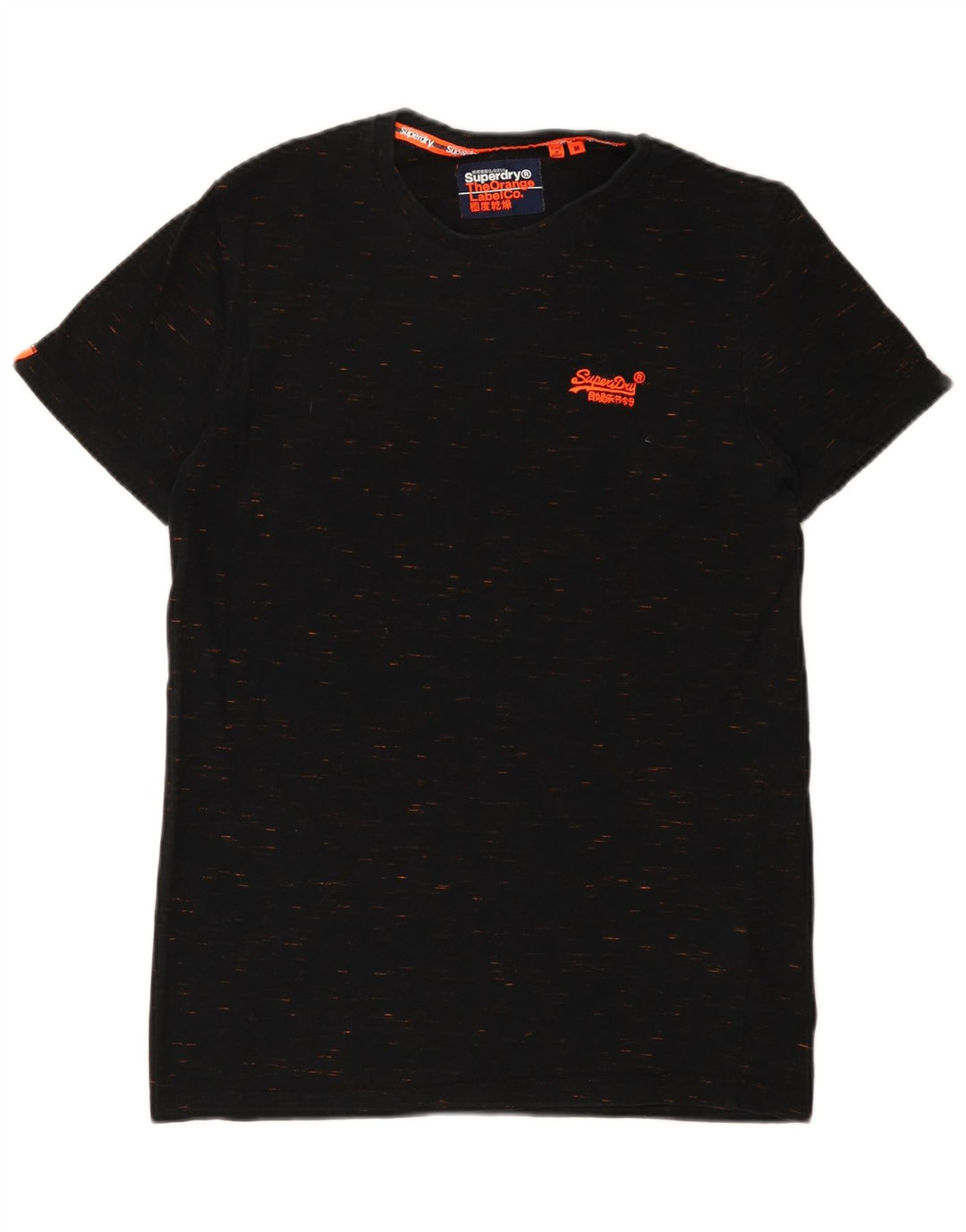 Superdry T-shirt top til mænd, medium sort flækket bomuld