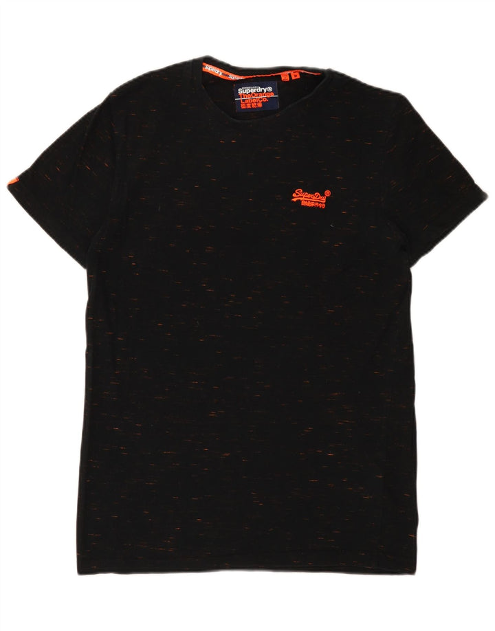 Superdry T-shirt top til mænd, medium sort flækket bomuld