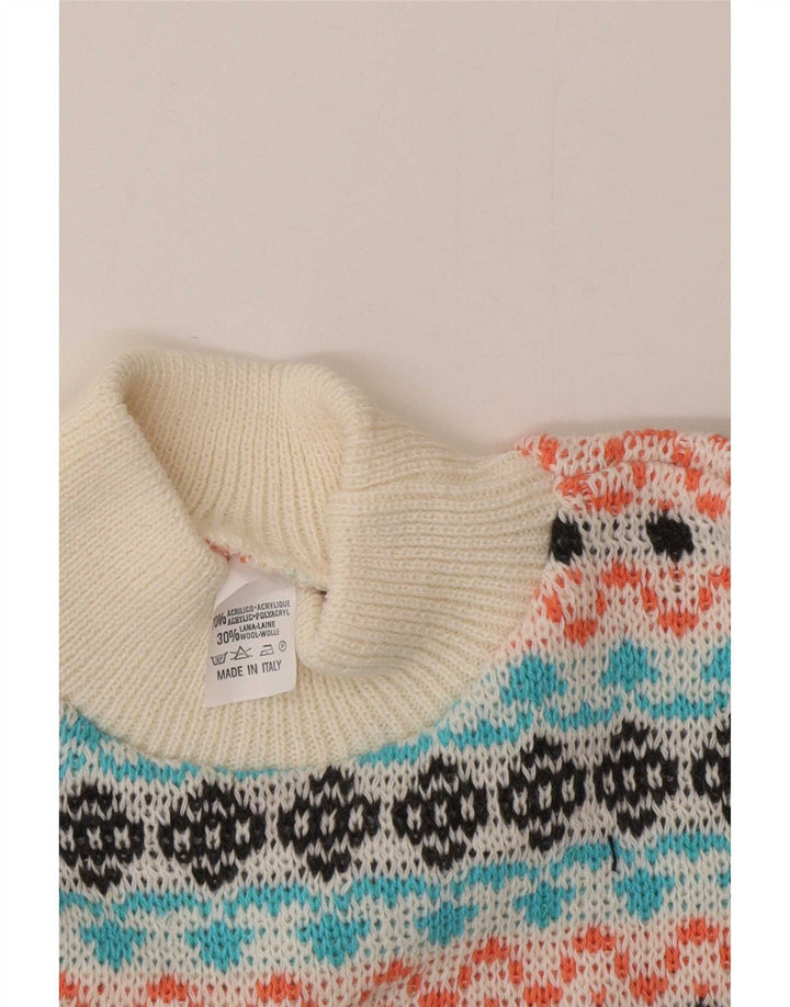 Vintage Herre Turtle Neck Jumper Sweater Medium Multicolored Fair Isle