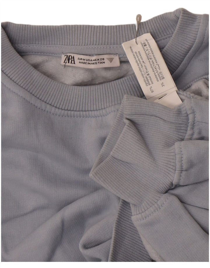 Zara Womens Crop Sweatshirt Jumper UK 14 Medium Grey Bomuld
