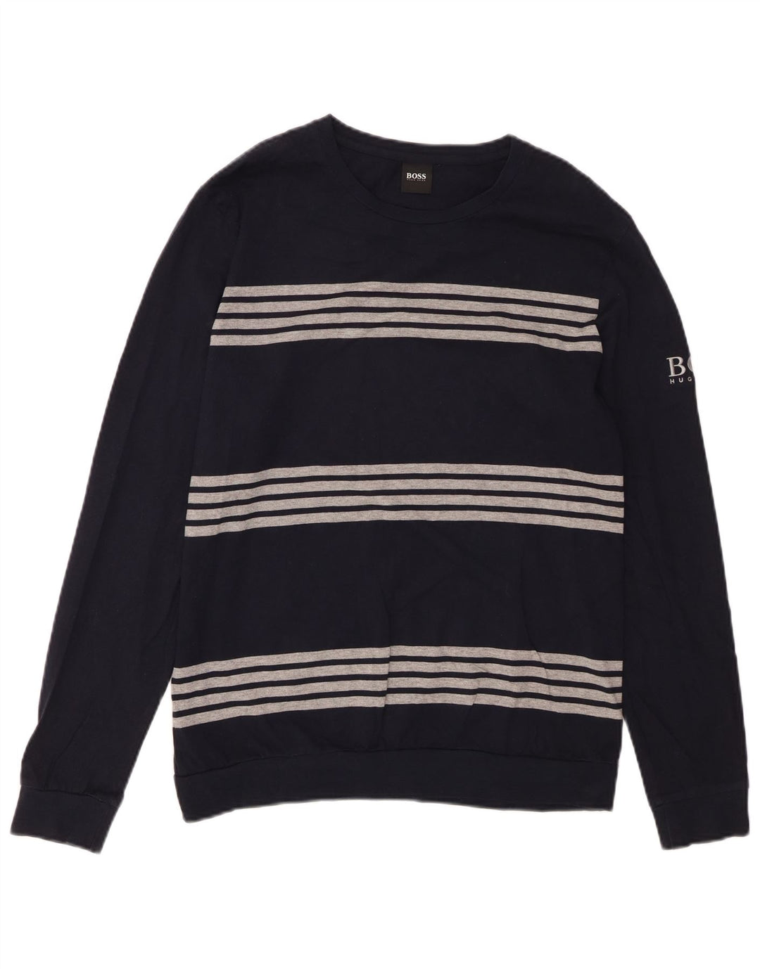 HUGO BOSS Herre Top Langærmet Medium Navyblå Stribet Bomuld