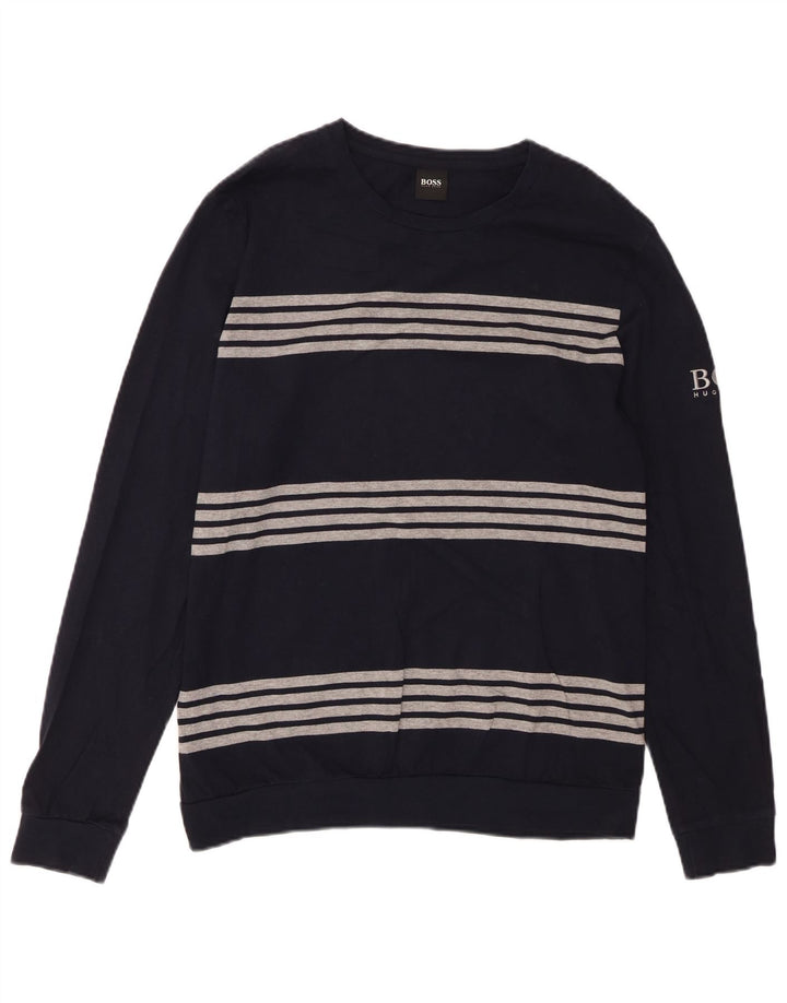 HUGO BOSS Herre Top Langærmet Medium Navyblå Stribet Bomuld