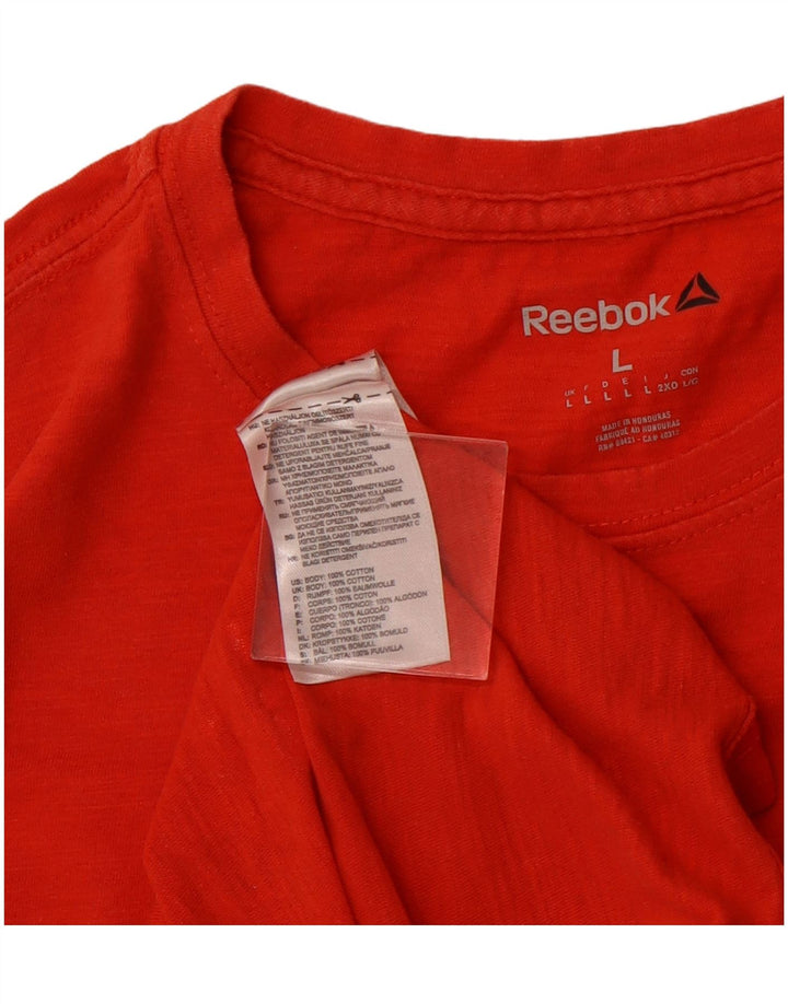 REEBOK Herre Grafisk T-Shirt Top Stor Orange Bomuld
