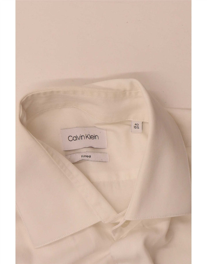Calvin Klein Jeans Herre Fitted Shirt Størrelse 40 15 3/4 Medium White Classic