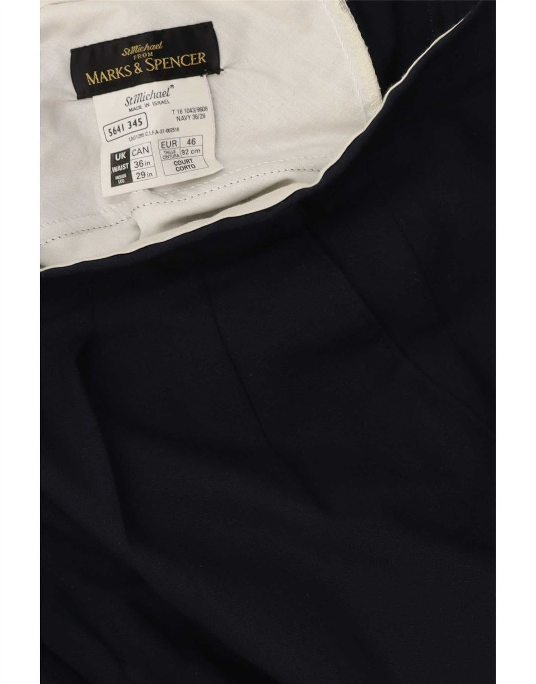 Marks & Spencer Herre Pegged Suit Bukser W36 L29 Navy Blue Polyester