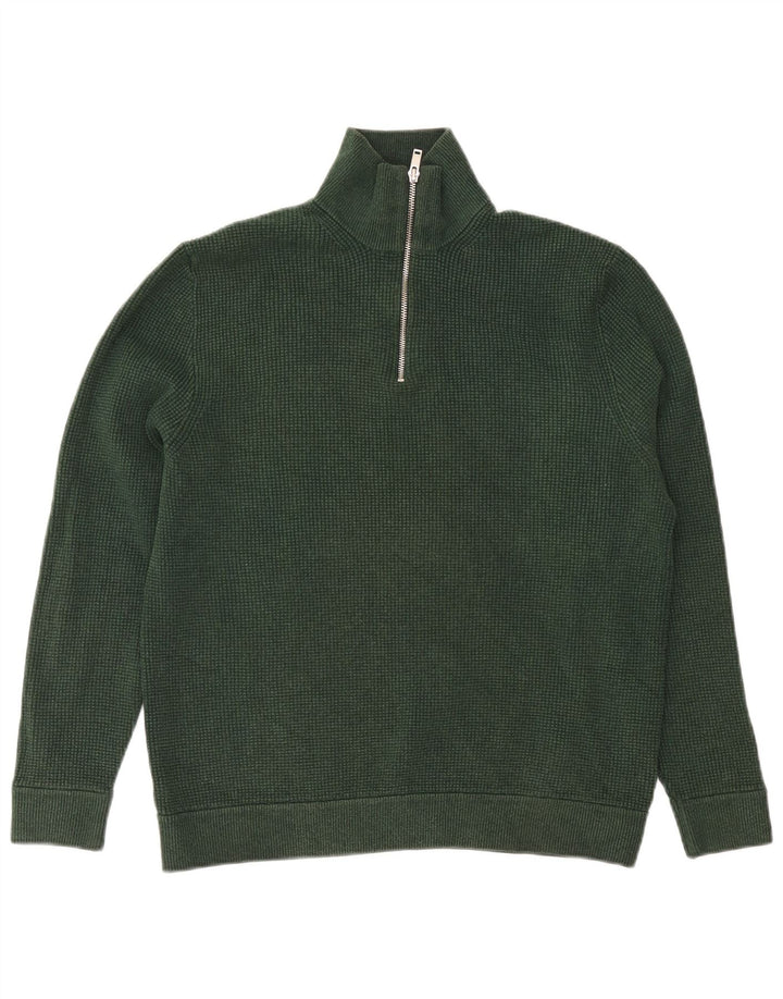 Marks & Spencer Herre sweater med lynlåshals XL Grøn bomuld