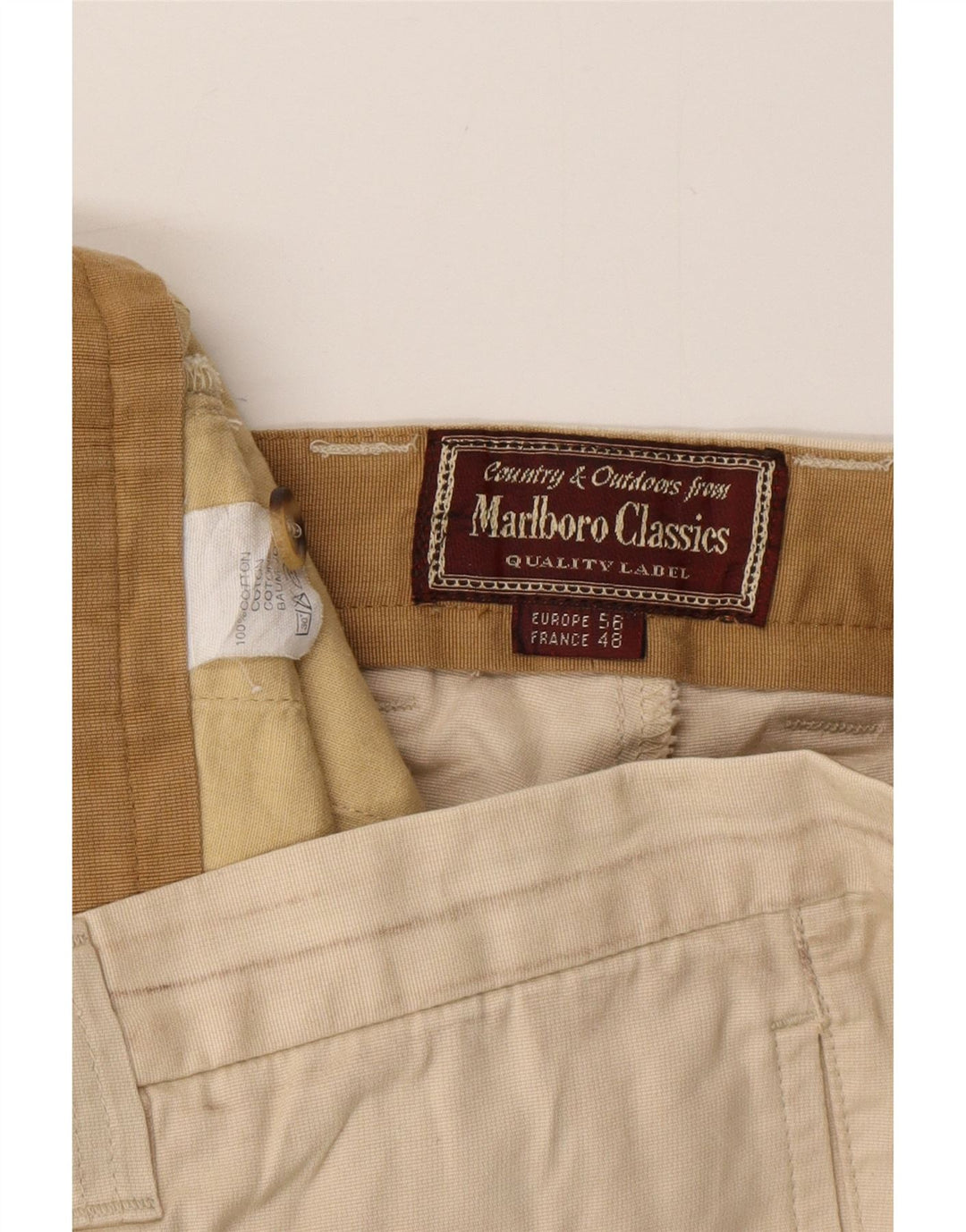 Marlboro Classics Herre Chino Bukser EU 56 3XL W38 L30 Beige Bomuld