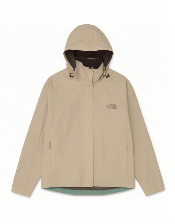 The North Face Dame Hætte Oversized regnjakke UK 10 Small Beige Nylon